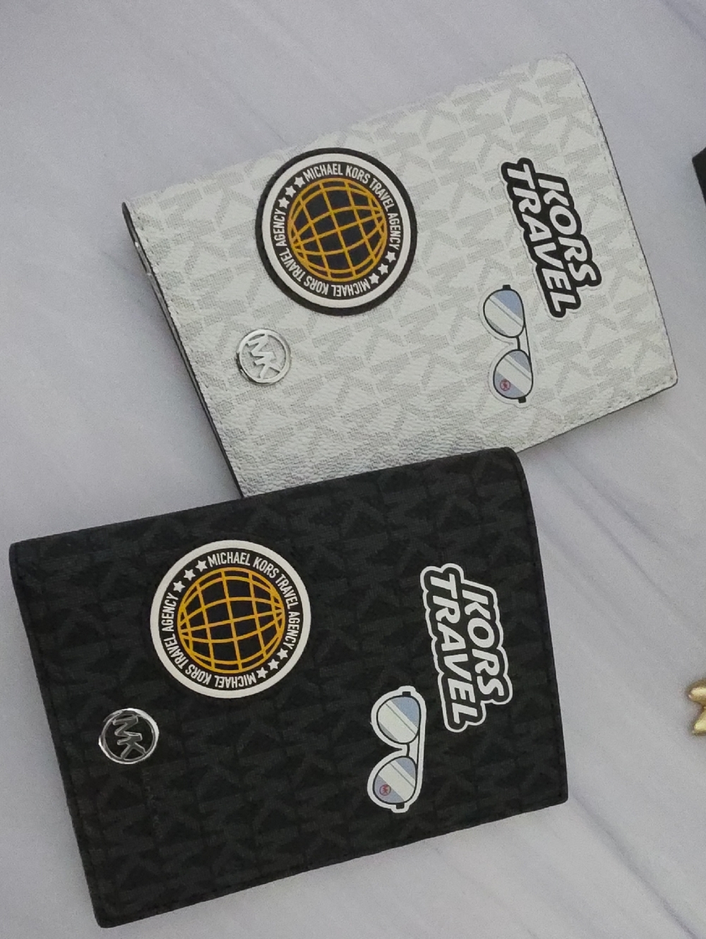 Michael Kors Black & White 'Kors Travel' Passport Cover Duo